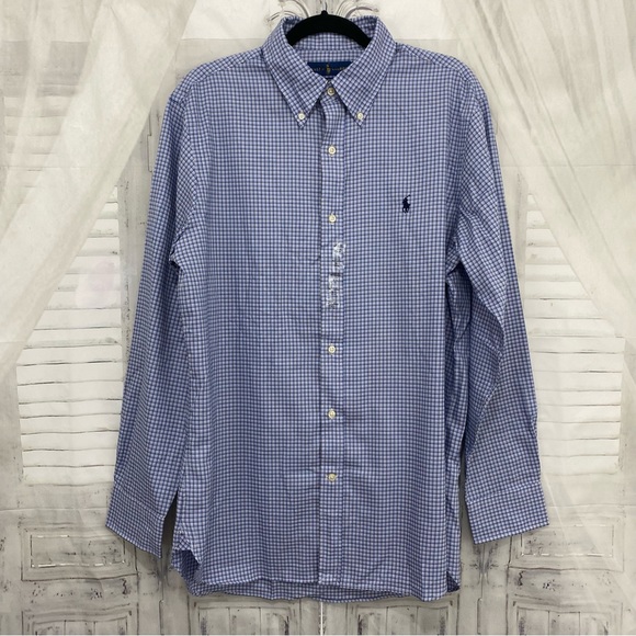 Ralph Lauren Other - Ralph Lauren Men Size 16.5 / 34/35 Blue White Slim Fit Dress Shirt Long Sleeve